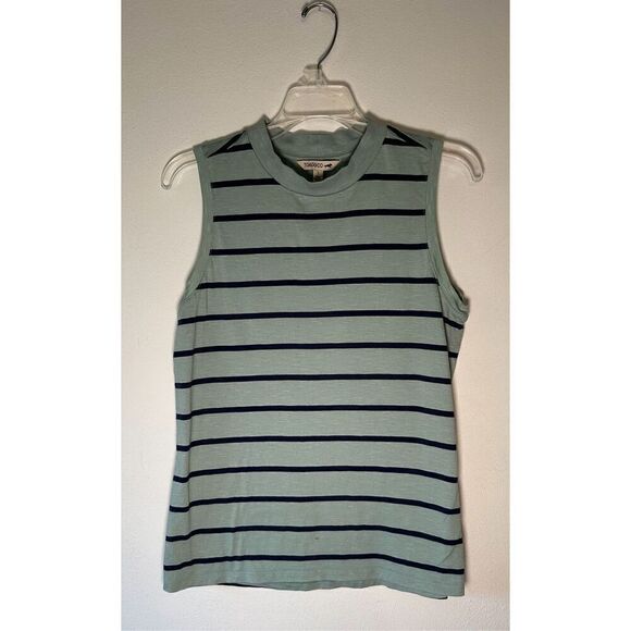 Toad & Co. Samba Sunday women’s green navy stripe sleeveless tank size S #8-1529 - Picture 1 of 7